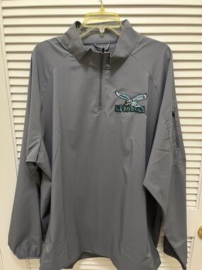 Augusta Sportswear Gray Zip-Up Jacket with Embroidered Eagle Accent